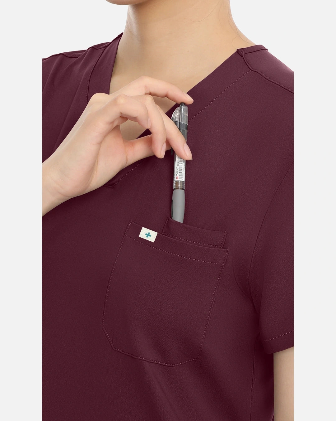 Burgundy Red – Eadflie Women's Classic V-Neck Uniform Top – product image 05