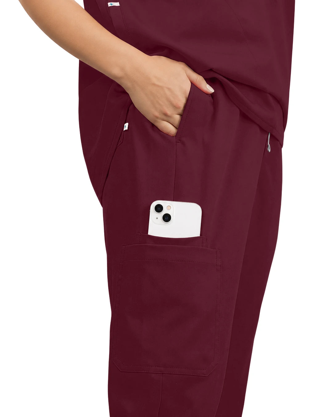 Burgundy Red – Eadflie Women's Tapered Jogger Uniform Pants – Soft Stretch Bottoms – product image 04