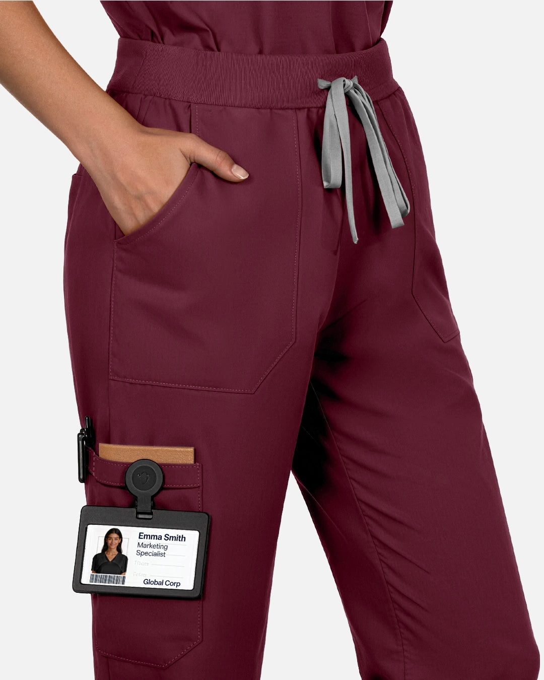 Burgundy Red – Eadflie Women's Woven Straight-Leg Uniform Pants – Structured Tailored Bottoms – product image 82