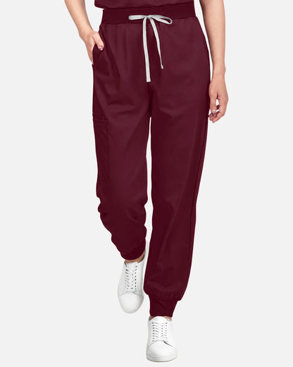 Burgundy Red – Eadflie Women's Tapered Jogger Uniform Pants – Soft Stretch Bottoms – product image 02