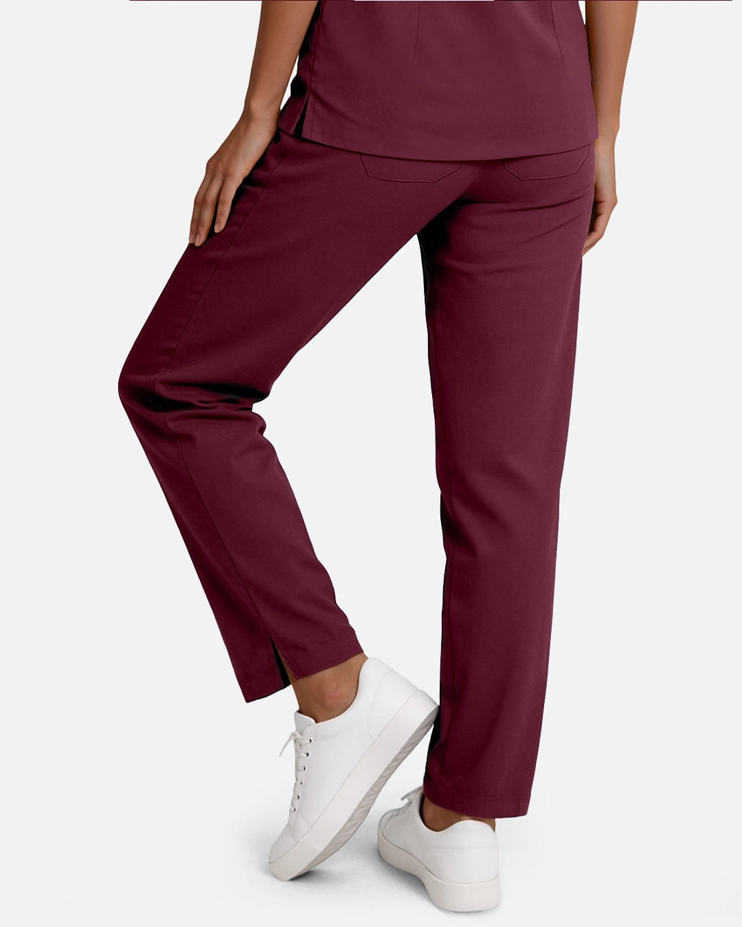 Burgundy Red – Eadflie Women's Woven Straight-Leg Uniform Pants – Structured Tailored Bottoms – product image 83