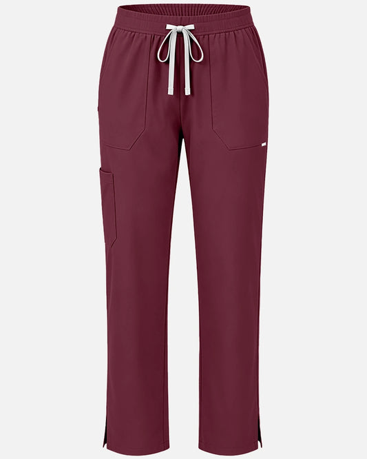 Burgundy Red – Eadflie Women's Woven Straight-Leg Uniform Pants – Structured Tailored Bottoms – product image 78