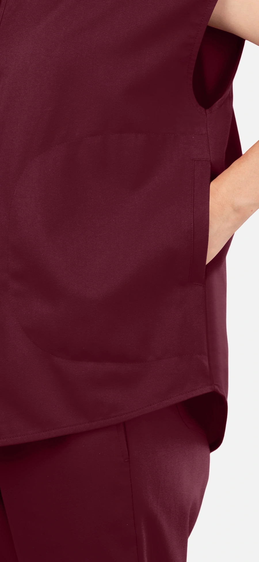 Burgundy Red – Eadflie Women's Sleeveless Mandarin Collar Jogger Uniform Set – product image 07