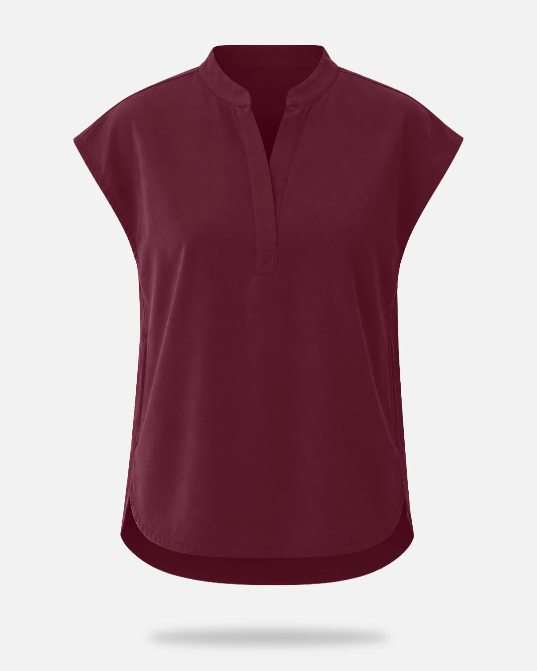 Burgundy Red – Eadflie Women's Sleeveless Mandarin Collar Uniform Top – product image 01