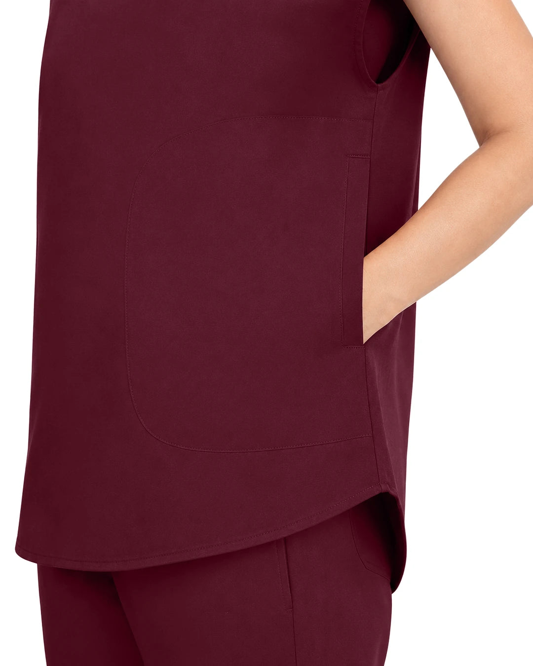 Burgundy Red – Eadflie Women's Sleeveless Mandarin Collar Uniform Top – product image 05
