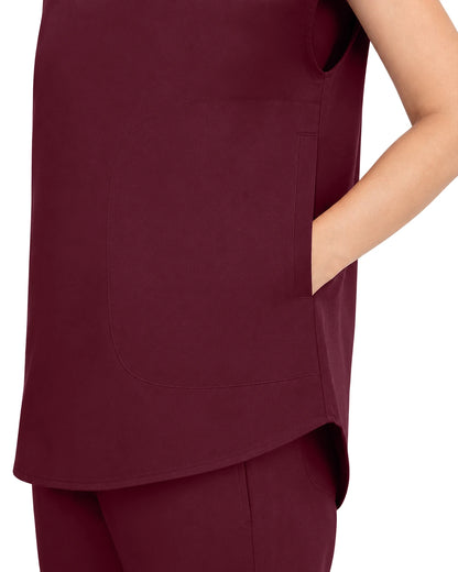 Burgundy Red – Eadflie Women's Sleeveless Mandarin Collar Uniform Top – product image 05