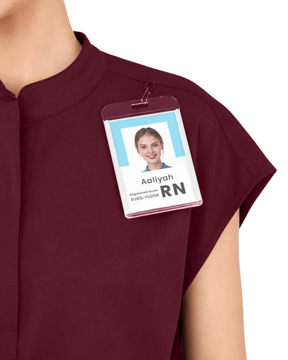 Burgundy Red – Eadflie Women's Sleeveless Mandarin Collar Uniform Top – product image 06