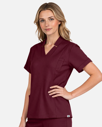 Burgundy Red – Eadflie Women's Split V-Neck Uniform Top – product image 22