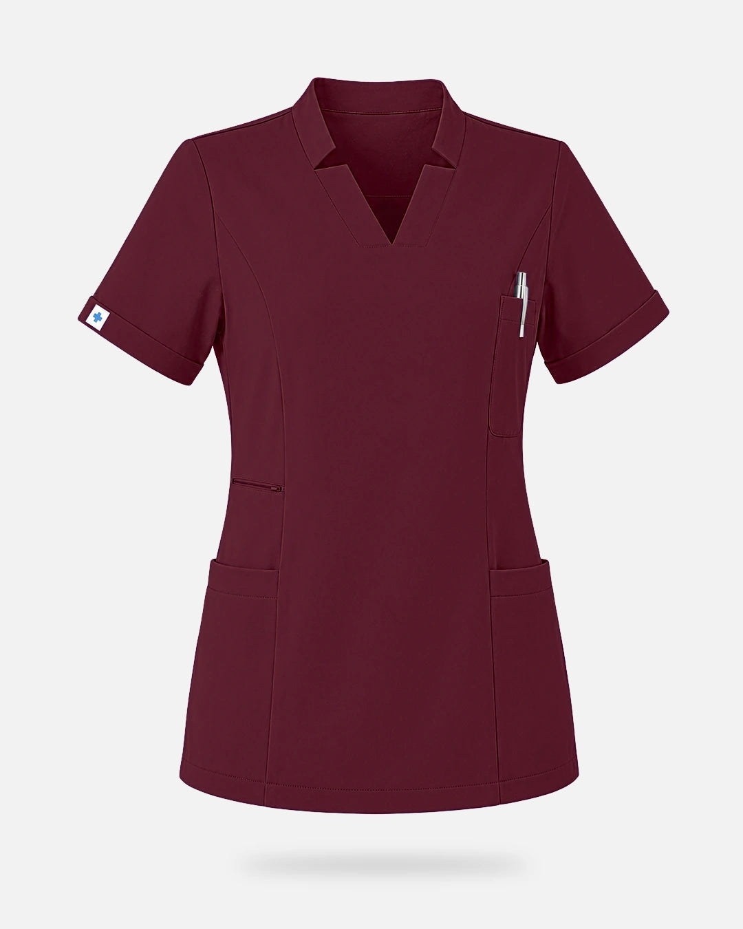 Burgundy Red – Eadflie Women's Split V-Neck Uniform Top – product image 19