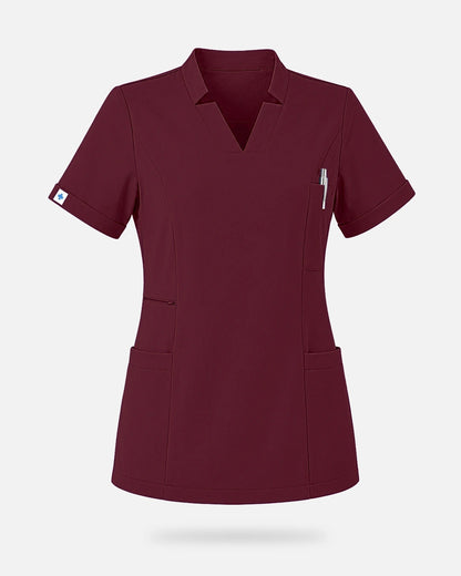Burgundy Red – Eadflie Women's Split V-Neck Uniform Top – product image 19