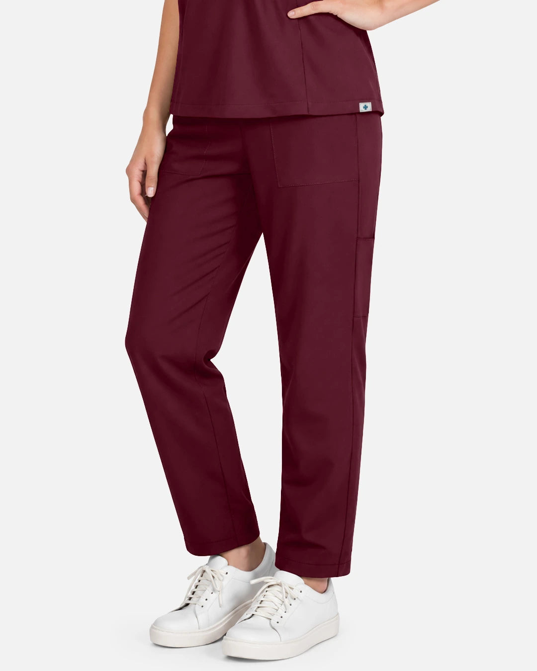 Burgundy Red – Eadflie Women's Slim Fit Tapered Cargo Uniform Pants – product image 23