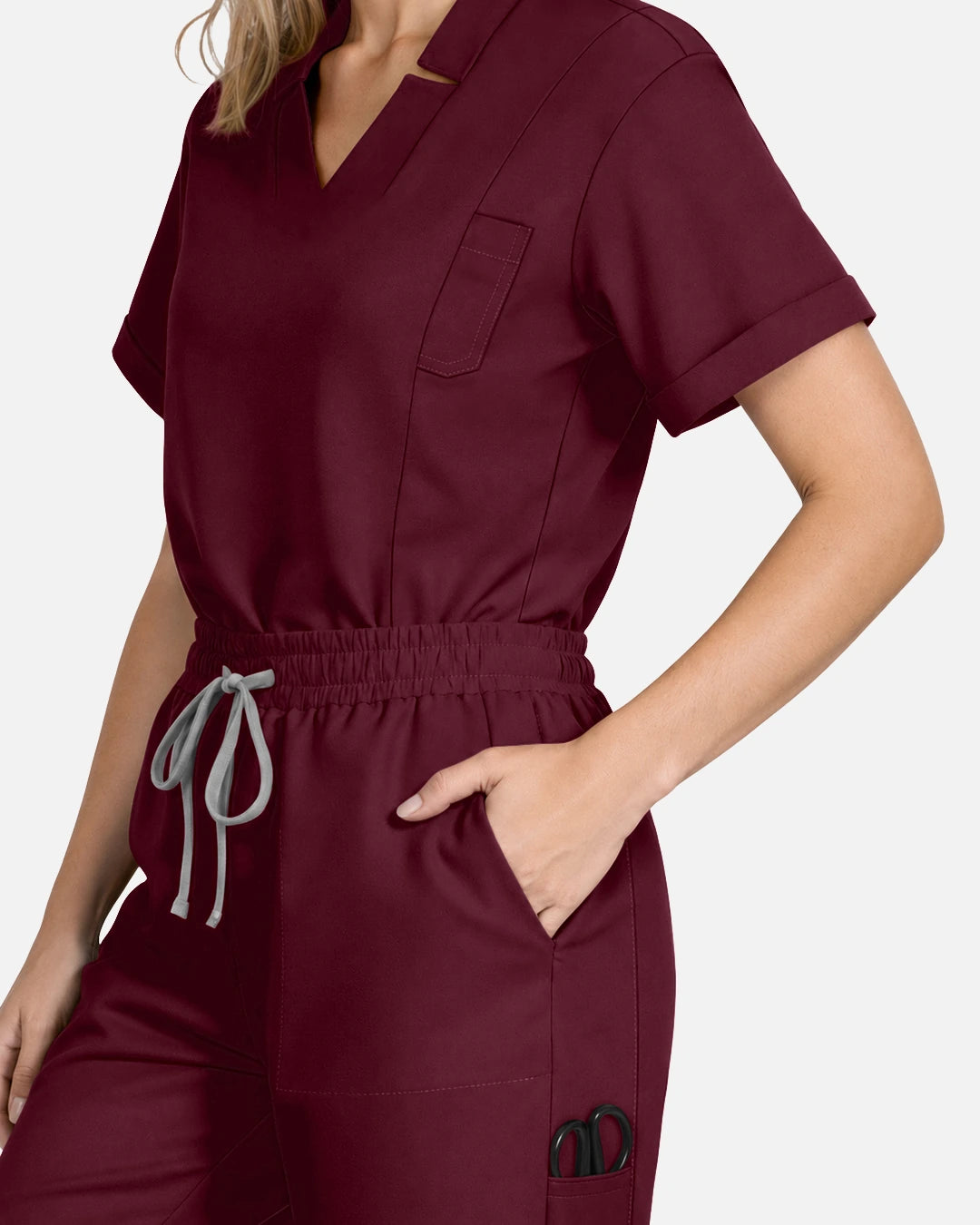 Burgundy Red – Eadflie Women's Slim Fit Tapered Cargo Uniform Pants – product image 24