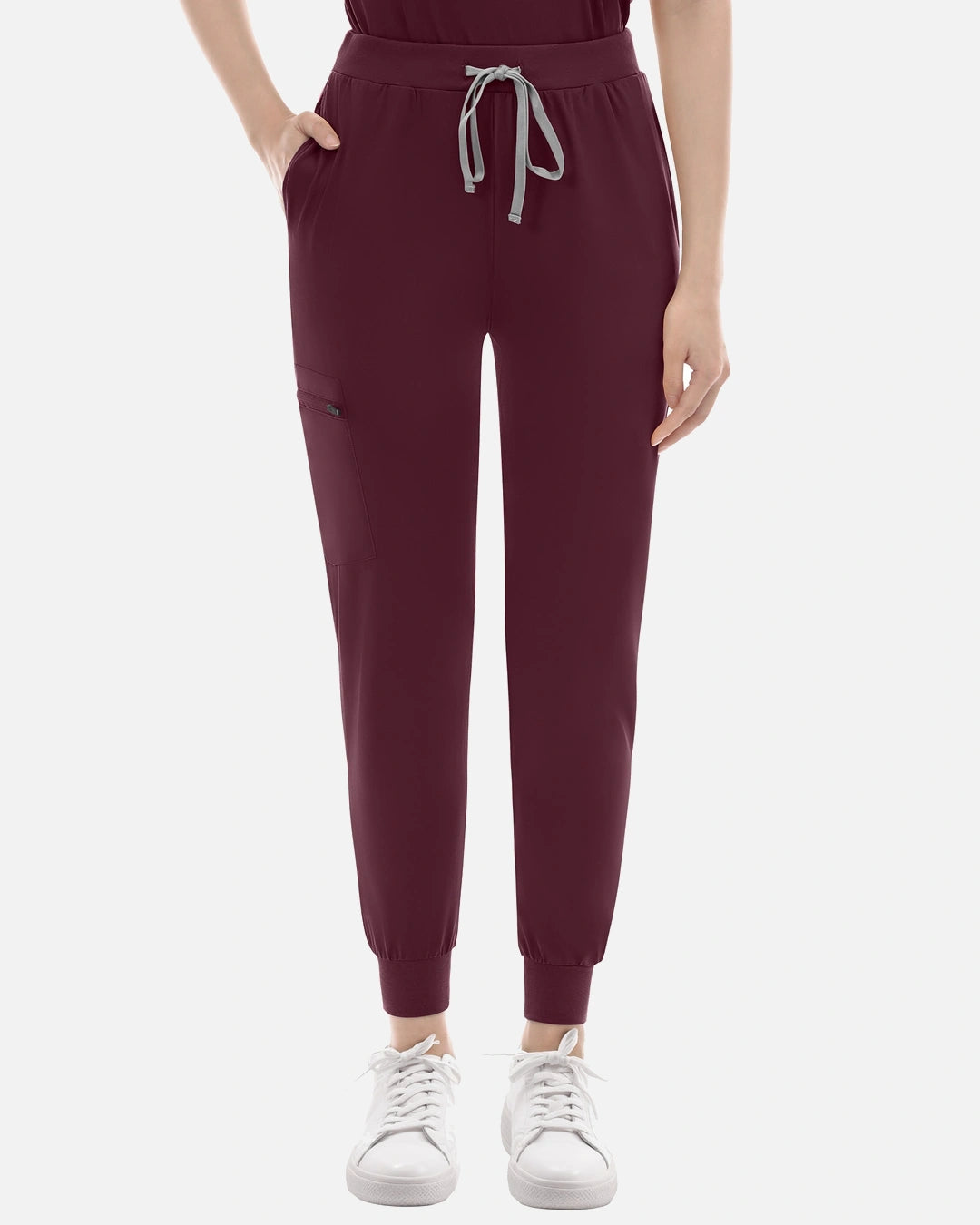 Burgundy Red – Eadflie Women's Knit V-Neck Jogger Uniform Set – product image 06