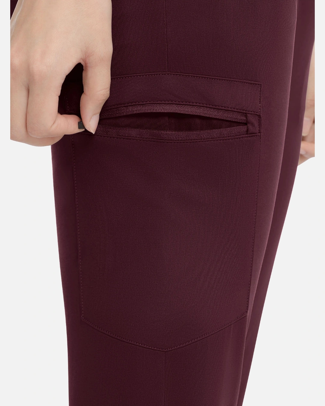 Burgundy Red – Eadflie Women's Knit V-Neck Jogger Uniform Set – product image 07