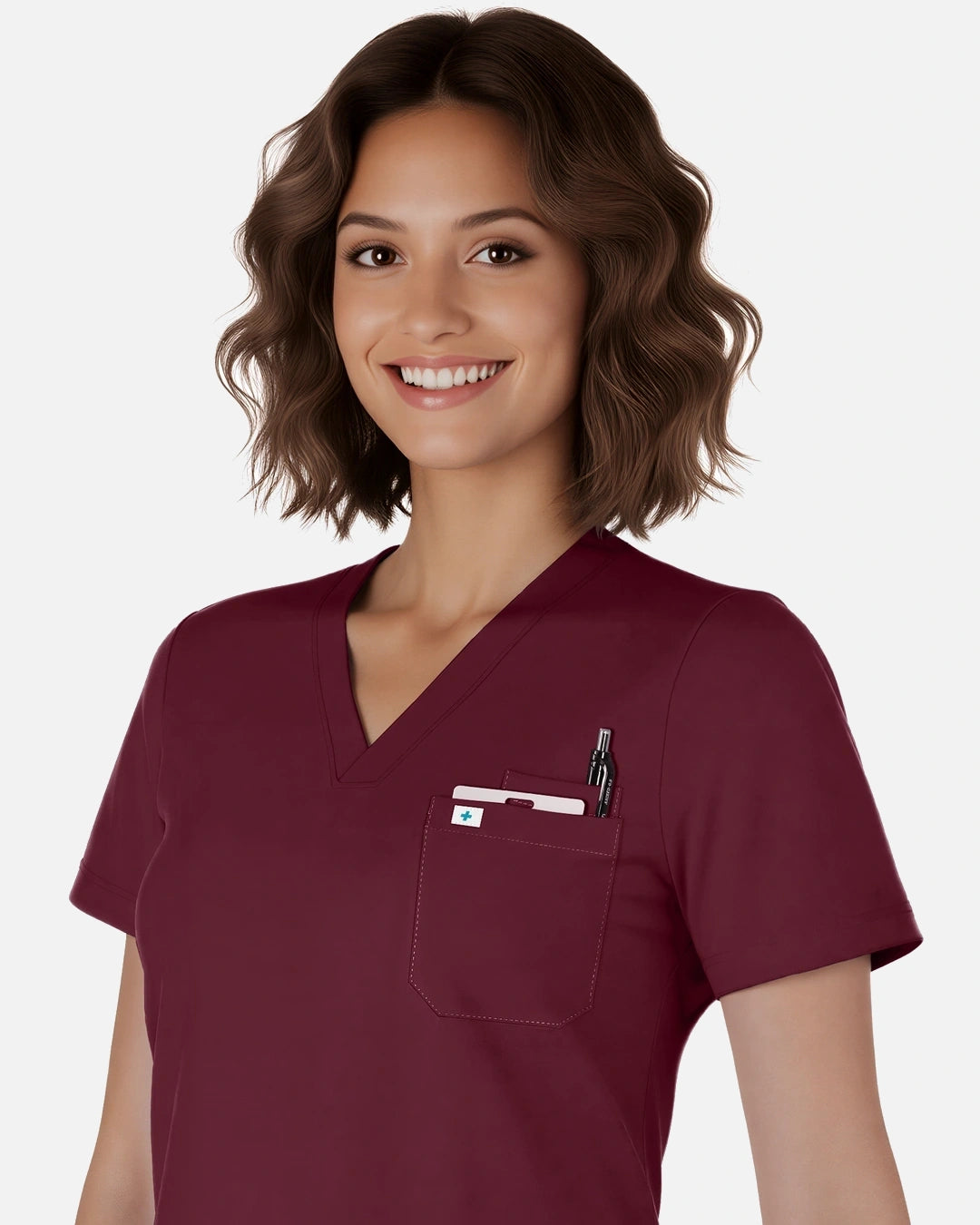 Burgundy Red – Eadflie Women's Classic V-Neck Jogger Uniform Set – product image 06