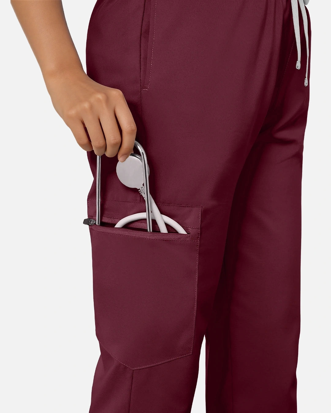 Burgundy Red – Eadflie Women's Classic V-Neck Jogger Uniform Set – product image 07