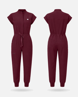 Eadflie Women's Zip-Front Uniform Jumpsuit – Sleeveless Stretch One-Piece