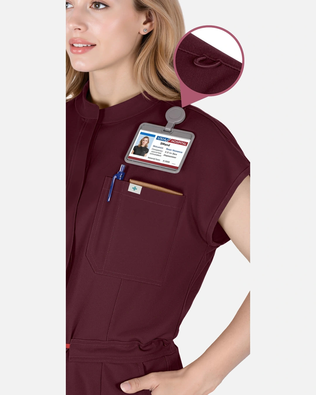 Burgundy Red – Eadflie Women's Zip-Front Uniform Jumpsuit – Sleeveless Stretch One-Piece – product image 37