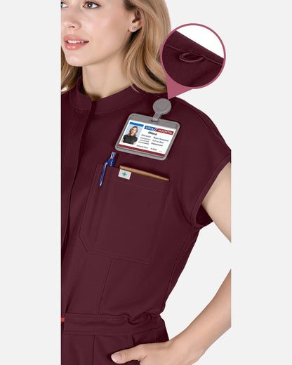 Burgundy Red – Eadflie Women's Zip-Front Uniform Jumpsuit – Sleeveless Stretch One-Piece – product image 37