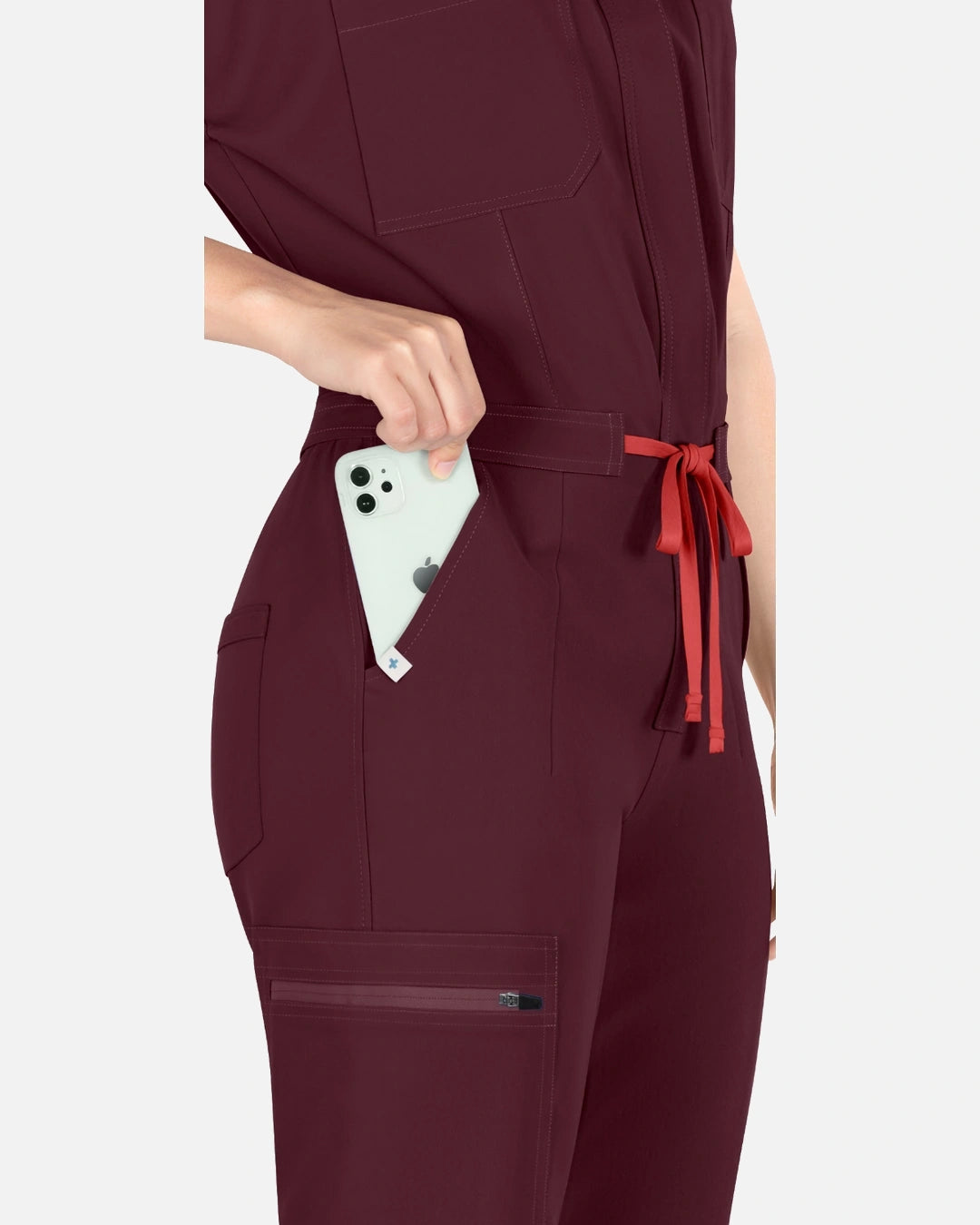 Burgundy Red – Eadflie Women's Zip-Front Uniform Jumpsuit – Sleeveless Stretch One-Piece – product image 38
