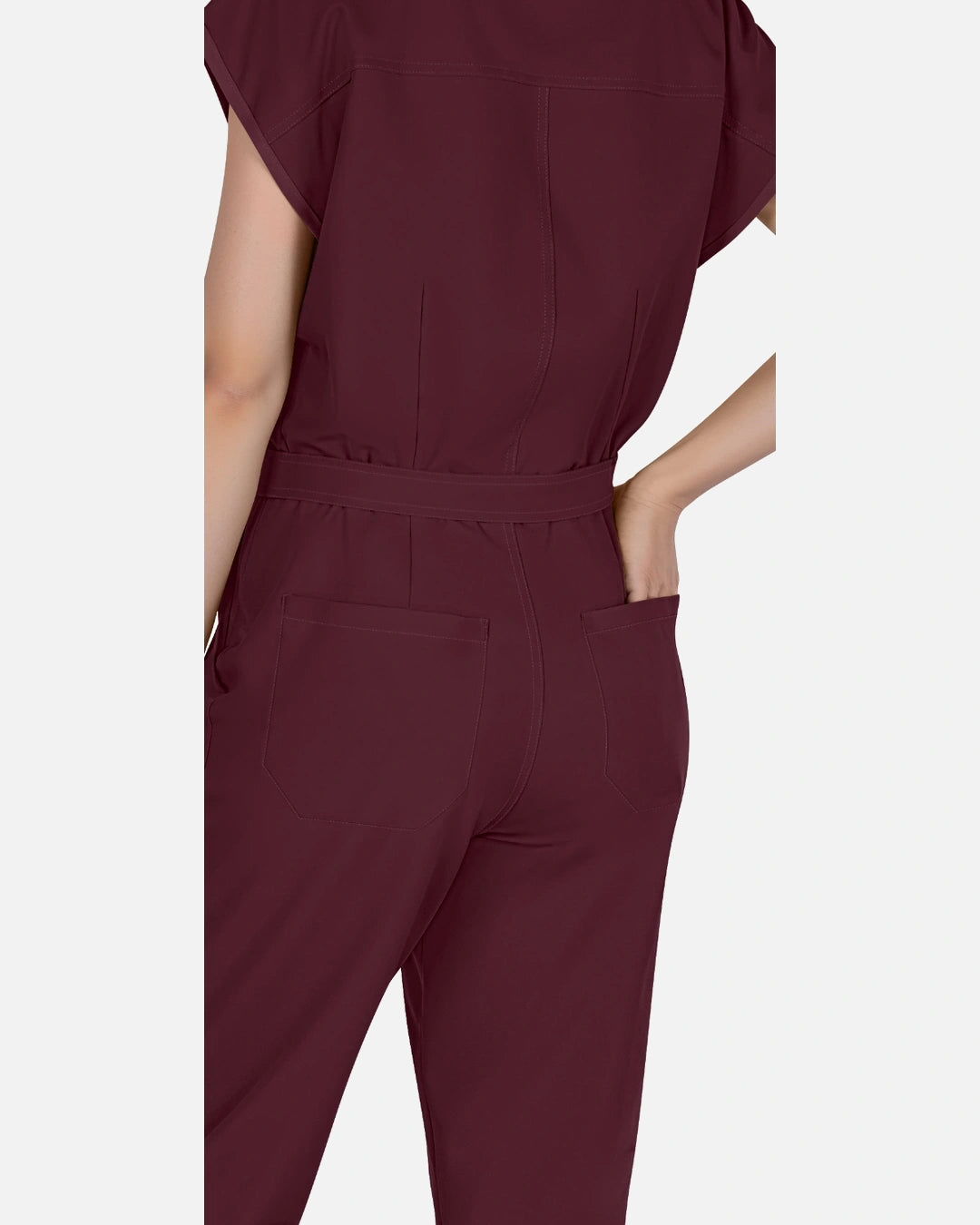 Burgundy Red – Eadflie Women's Zip-Front Uniform Jumpsuit – Sleeveless Stretch One-Piece – product image 40