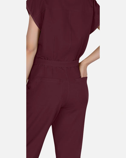 Burgundy Red – Eadflie Women's Zip-Front Uniform Jumpsuit – Sleeveless Stretch One-Piece – product image 40