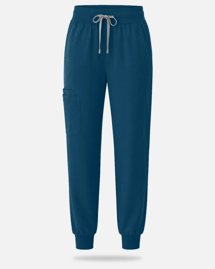 Eadflie Women's Tapered Jogger Uniform Pants – Soft Stretch Bottoms - Caribbean Blue