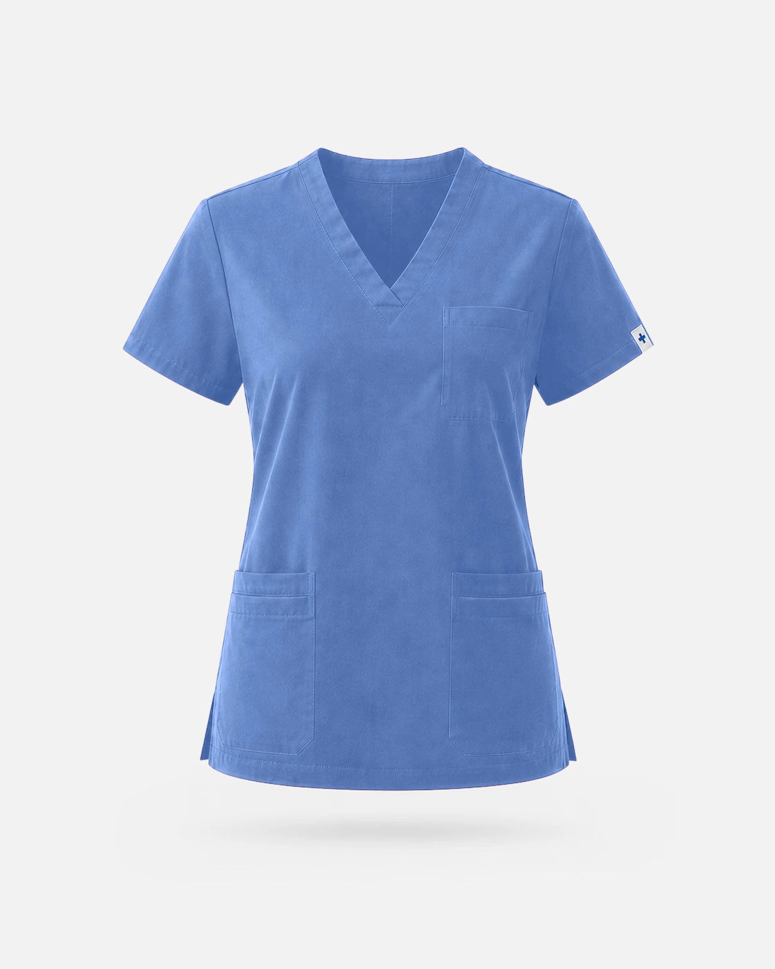 Ceil Blue – Eadflie Women's V-Neck Uniform Top – Short Sleeve 3-Pocket Soft Stretch – product image 36