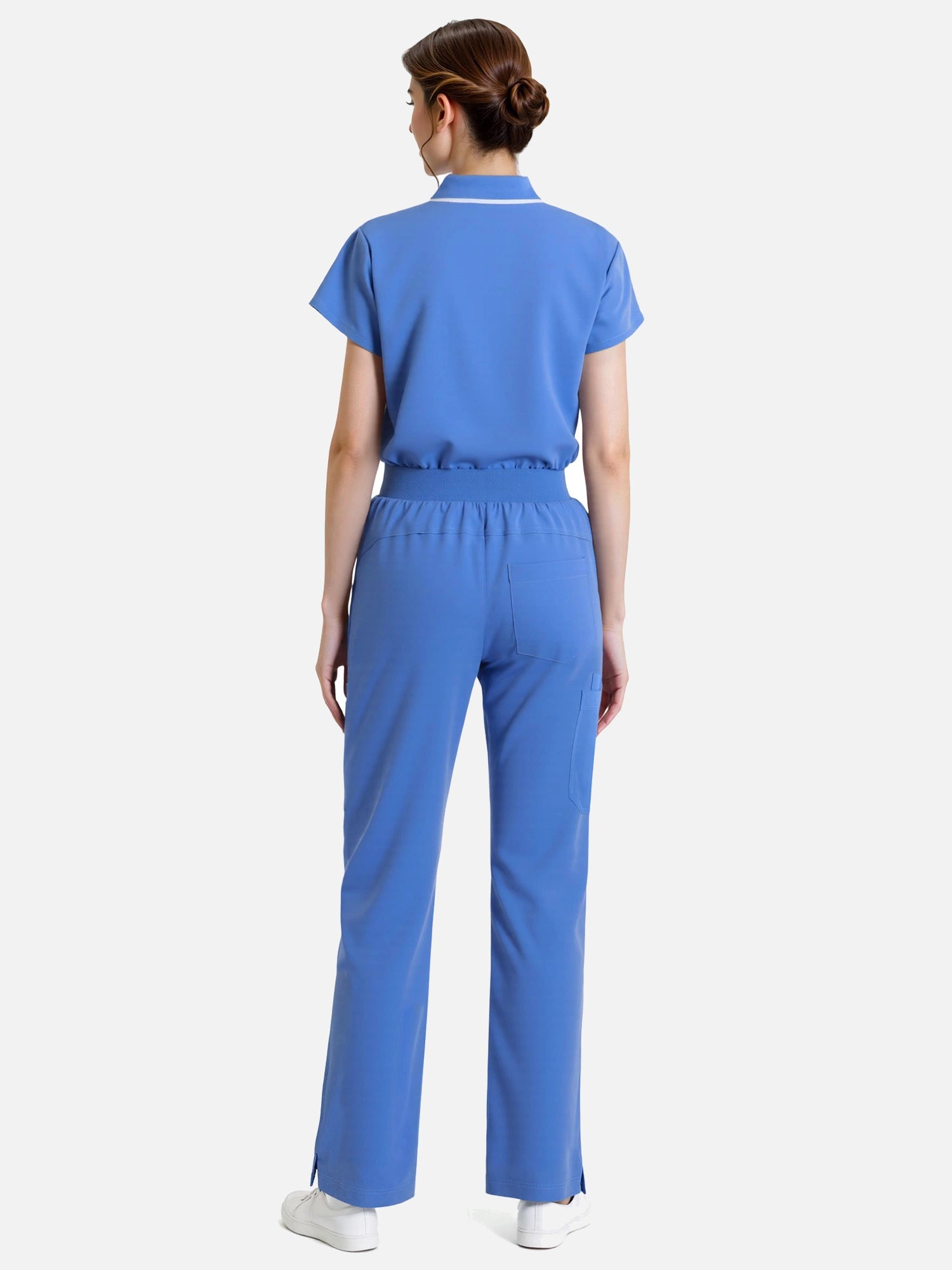 Ceil Blue – Eadflie Women's Zip Polo Straight-Leg Uniform Set – product image 02