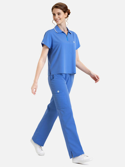 Ceil Blue – Eadflie Women's Zip Polo Straight-Leg Uniform Set – product image 08