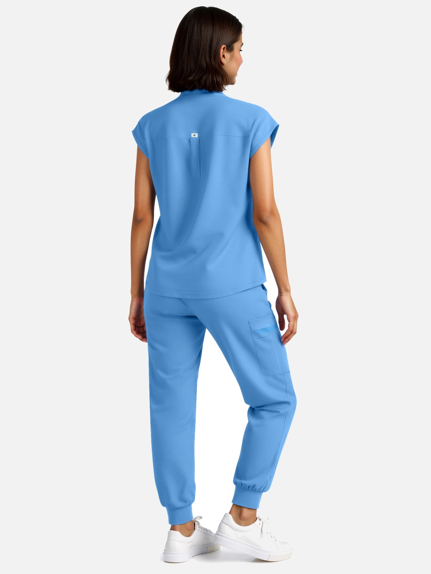 Ceil Blue – Eadflie Women's Henley Sleeveless Jogger Uniform Set – product image 113