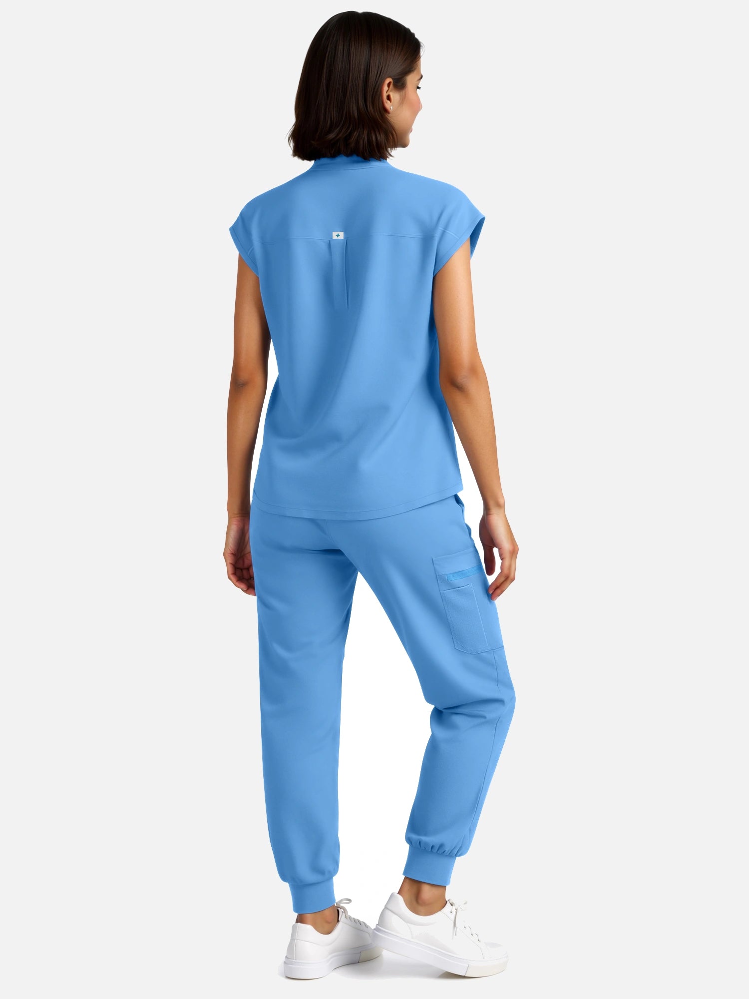Ceil Blue – Eadflie Women's Henley Sleeveless Jogger Uniform Set – product image 113