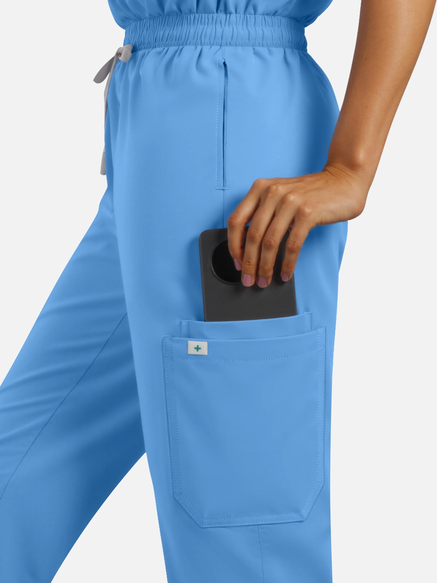 Ceil Blue – Eadflie Women's Henley Sleeveless Jogger Uniform Set – product image 116