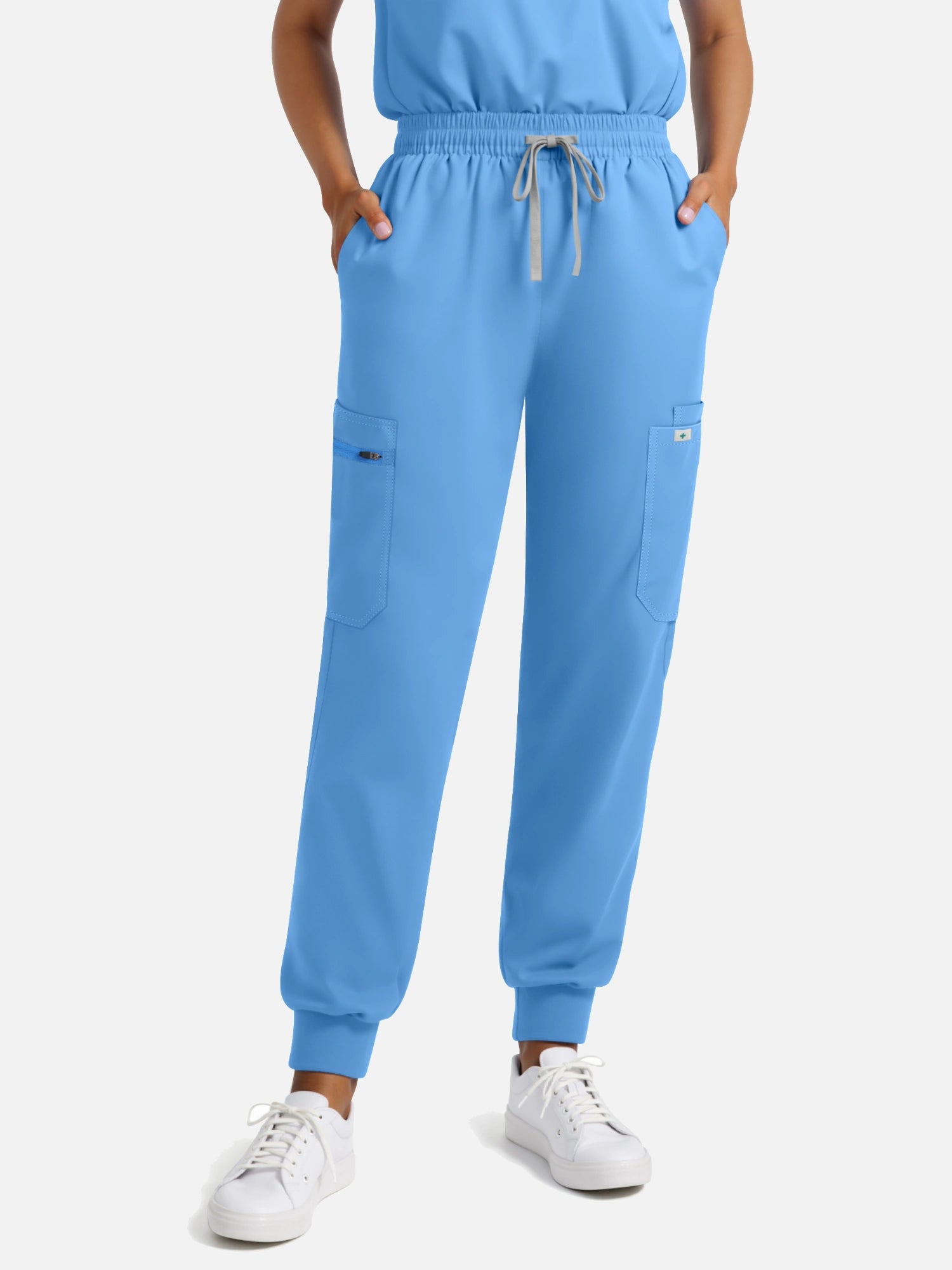 Ceil Blue – Eadflie Women's Henley Sleeveless Jogger Uniform Set – product image 118