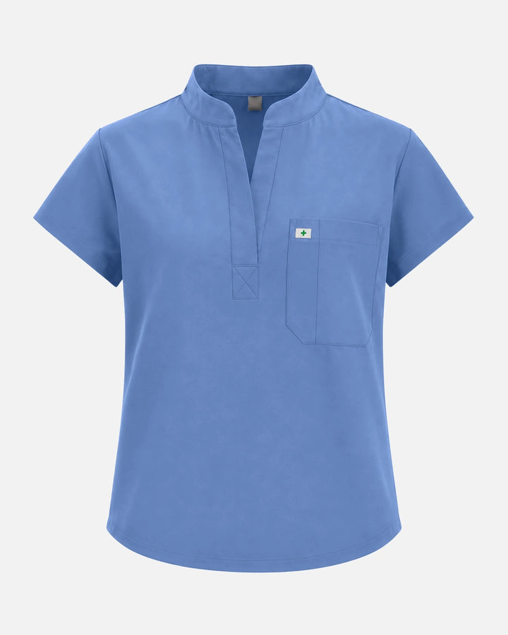 Eadflie Women's Sleeveless Henley Uniform Top - Ceil Blue