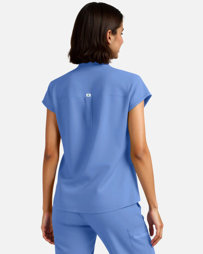 Ceil Blue – Eadflie Women's Sleeveless Henley Uniform Top – product image 04