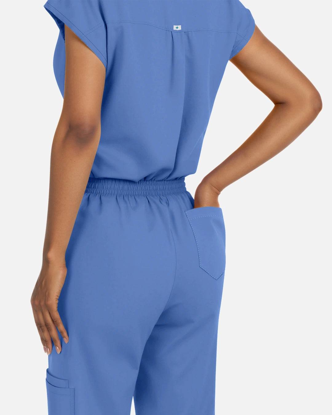 Ceil Blue – Eadflie Women's Sleeveless Henley Uniform Top – product image 05