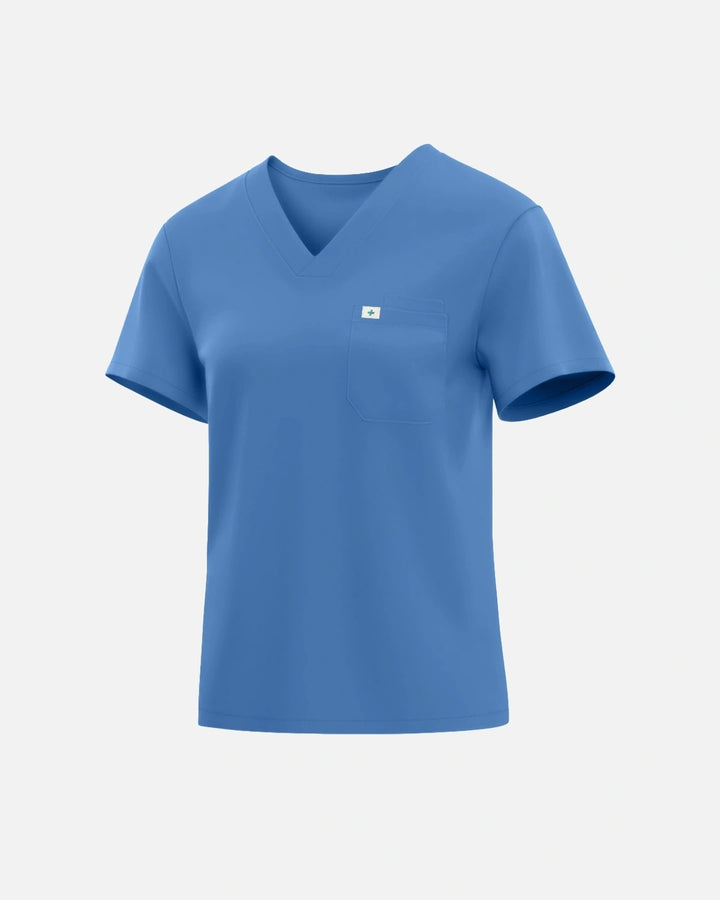 Eadflie Women's Classic V-Neck Uniform Top - Ceil Blue