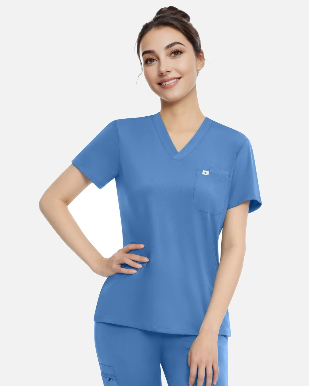 Ceil Blue – Eadflie Women's Classic V-Neck Uniform Top – product image 68