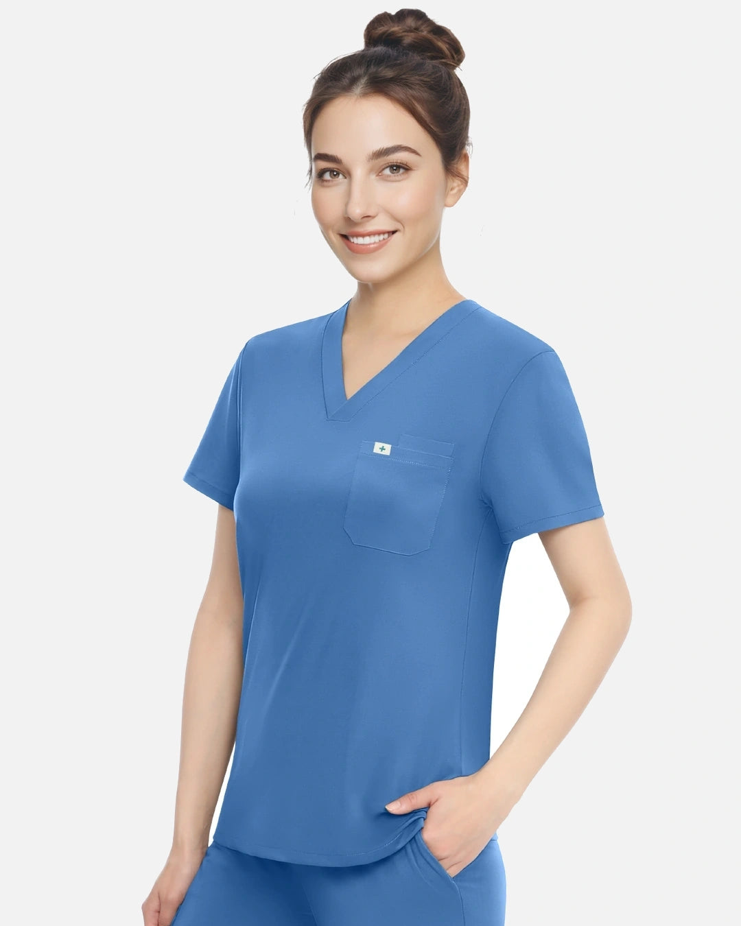 Ceil Blue – Eadflie Women's Classic V-Neck Uniform Top – product image 69