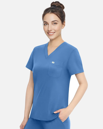 Ceil Blue – Eadflie Women's Classic V-Neck Uniform Top – product image 69