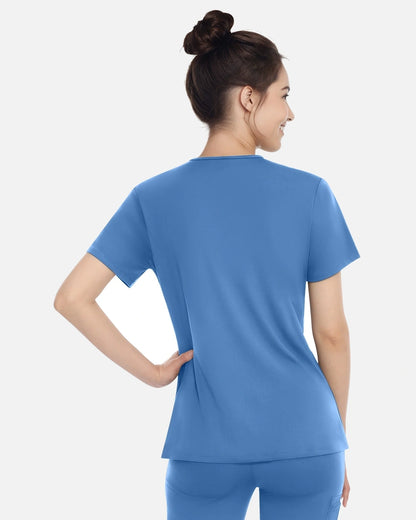 Ceil Blue – Eadflie Women's Classic V-Neck Uniform Top – product image 70