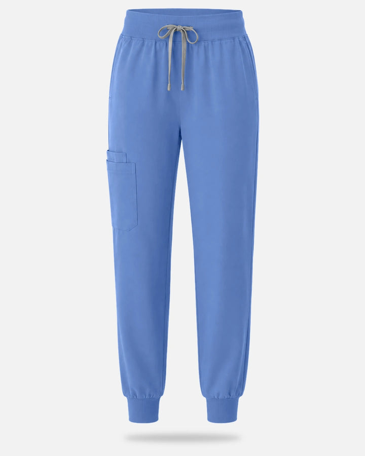 Eadflie Women's Tapered Jogger Uniform Pants – Soft Stretch Bottoms - Ceil Blue