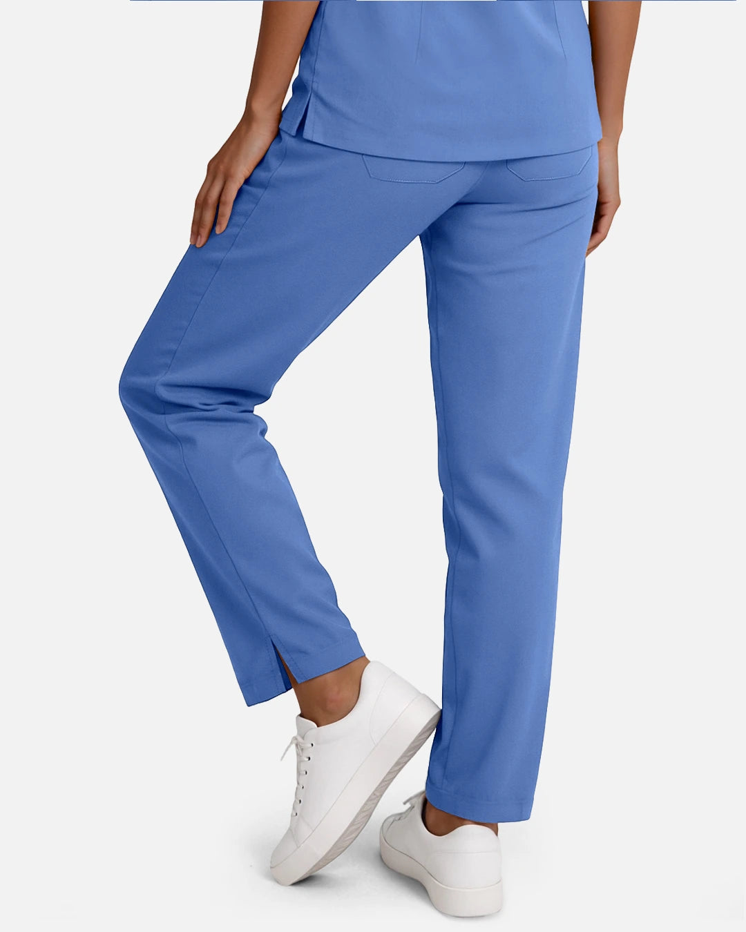 Ceil Blue – Eadflie Women's Woven Straight-Leg Uniform Pants – Structured Tailored Bottoms – product image 62