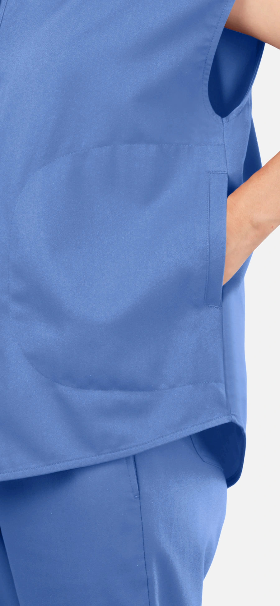 Ceil Blue – Eadflie Women's Sleeveless Mandarin Collar Jogger Uniform Set – product image 07