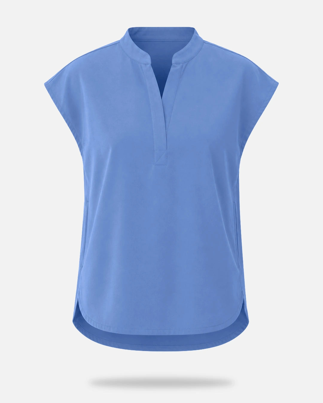Ceil Blue – Eadflie Women's Sleeveless Mandarin Collar Uniform Top – product image 31