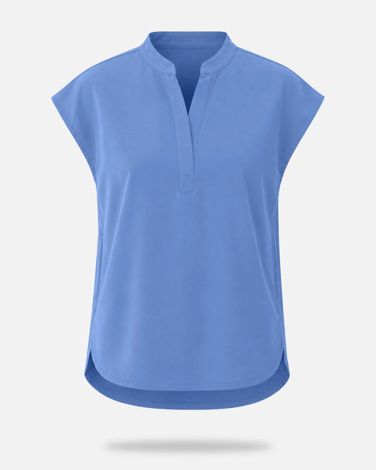 Ceil Blue – Eadflie Women's Sleeveless Mandarin Collar Uniform Top – product image 31