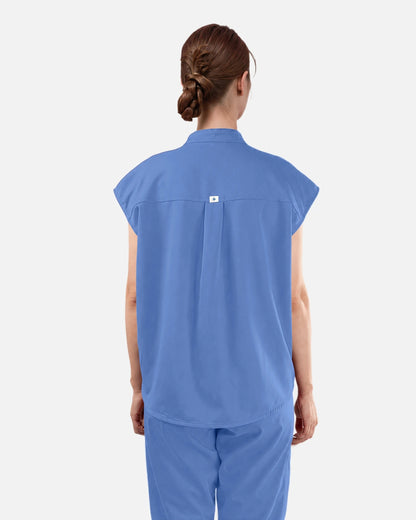 Ceil Blue – Eadflie Women's Sleeveless Mandarin Collar Uniform Top – product image 34