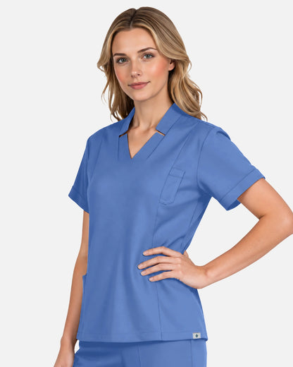 Ceil Blue – Eadflie Women's Split V-Neck Uniform Top – product image 70