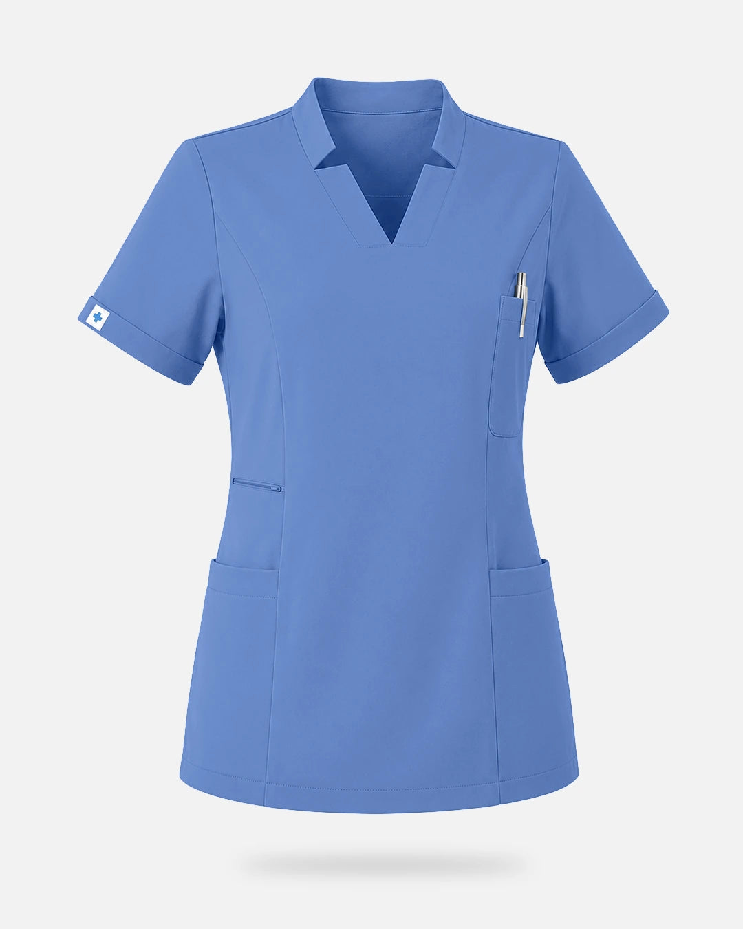 Ceil Blue – Eadflie Women's Split V-Neck Uniform Top – product image 67